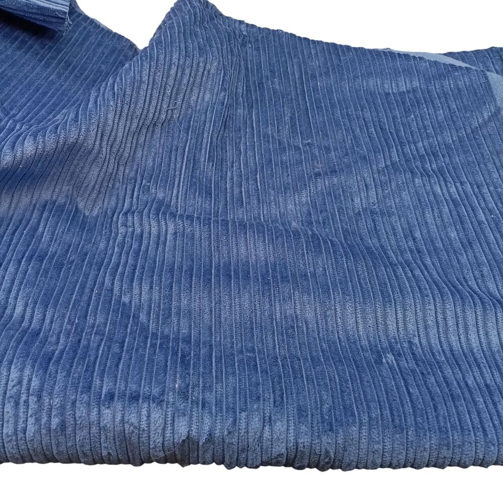 4 Yards Blue Corduroy Fabric Soft Plush Ribbed Upholstery Material